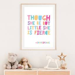 Though She Be But Little Is Fierce Print, Girls Nursery Prints, Bedroom Quotes, Wall Art, Rainbow Prints - thumbnail 3