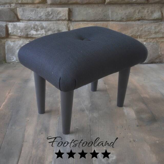 Buttoned Upholstered Foot Stool Handmade Craft Footstep, Up 29 cm Tall - image 1