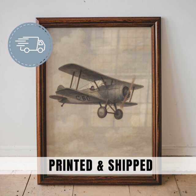 Vintage Airplane Nursery Print Boy Room Decor Antique Plane Art Blue Aviation Wall Playroom Aircraft Muted Printable - 68 - image 1