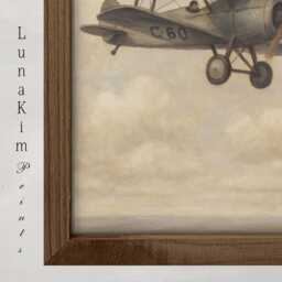 Vintage Airplane Nursery Print Boy Room Decor Antique Plane Art Blue Aviation Wall Playroom Aircraft Muted Printable - 68 - thumbnail 2