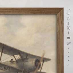 Vintage Airplane Nursery Print Boy Room Decor Antique Plane Art Blue Aviation Wall Playroom Aircraft Muted Printable - 68 - thumbnail 3