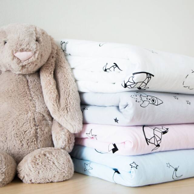 Organic Cotton Baby Quilt, Galaxy/Origami Print Crib Blanket - image 1