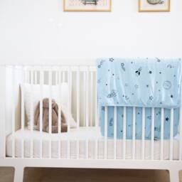 Organic Cotton Baby Quilt, Galaxy/Origami Print Crib Blanket - thumbnail 3