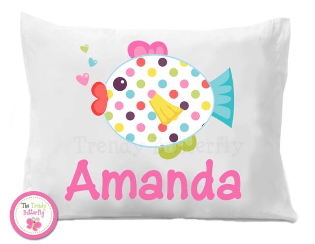 Personalized Polka Dot Fish Pillow Case - image 1