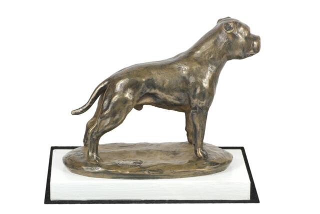 Staffordshire Bull Terrier, Dog On White Wooden Base Statue, Limited Edition, Artdog - image 1