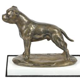 Staffordshire Bull Terrier, Dog On White Wooden Base Statue, Limited Edition, Artdog - thumbnail 2