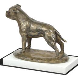 Staffordshire Bull Terrier, Dog On White Wooden Base Statue, Limited Edition, Artdog - thumbnail 3