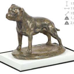 Staffordshire Bull Terrier, Dog On White Wooden Base Statue, Limited Edition, Artdog - thumbnail 4