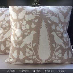 Schumacher Chenonceau Pillow Cover in Fawn Tan & Cream Linen, Linen Backing, Choose Size - thumbnail 2