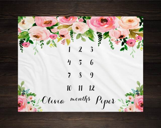 Twin Baby Milestone Blanket Month Growth Tracker Fleece Shower Twins Newborn Gift - image 1