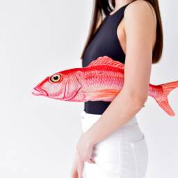 Velvet Red Snapper Fish Pillow - Realistic 50 cm Cushion Coastal Ocean Home Decor Unique Fisherman Gift For Sea Lovers - thumbnail 4