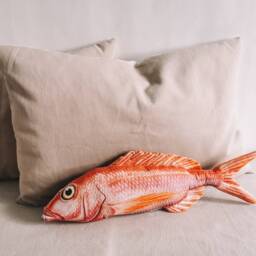 Velvet Red Snapper Fish Pillow - Realistic 50 cm Cushion Coastal Ocean Home Decor Unique Fisherman Gift For Sea Lovers - thumbnail 3