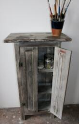 Elegant Wooden Cupboard, Slim, Ideal For Entryway, Waxed & Hand Finished
