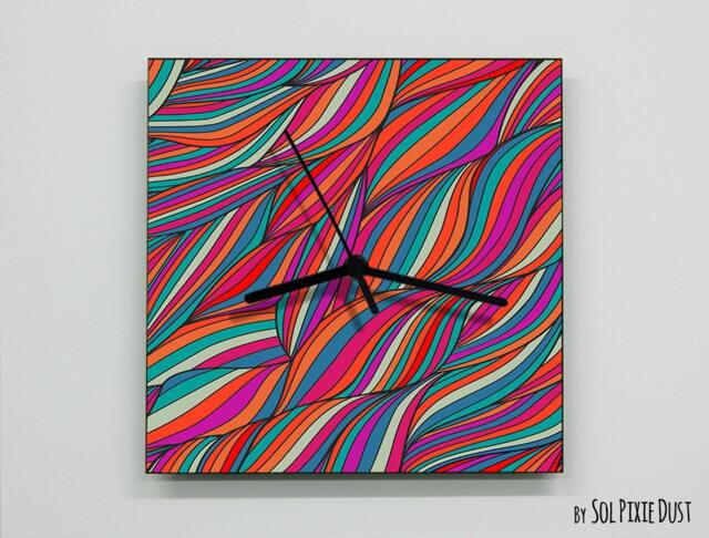 Colorful Waves Abstract Seamless Pattern Wall Clock - image 1
