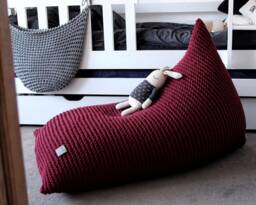 Knitted Bean Bag Chair Red Wine Cotton Kids Pouffe