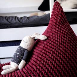 Knitted Bean Bag Chair Red Wine Cotton Kids Pouffe - thumbnail 2
