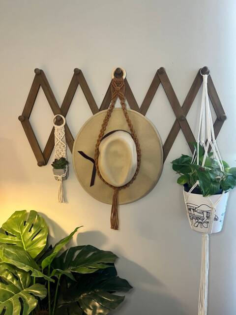 Macrame Hat Hanger - Holder Boho Decor Simple Wall Gift Idea Mother's Day - image 1