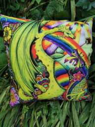 Rainbow Dragon Cushion Cover Home Decor Scatter Pagan Wicca Gothic - thumbnail 1