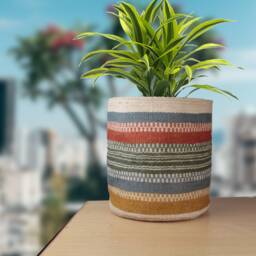 Hand-Crocheted Jute Flower Pot, Scandi Boho Basket Planter - thumbnail 1