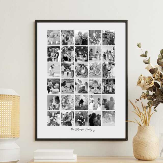 Large Family 30 Photo Collage, Custom Wall Art, Picture Frame, Personalised Multi Frame Gift - image 1