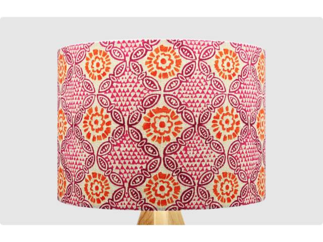 Pink Orange Indian Lampshade, Table Floor Lamp/Ceiling Pendant Small Medium Large 15cm 20cm 25cm 30cm 35cm 40cm Fabric Drum Light Shade - image 1