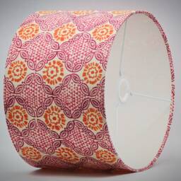 Pink Orange Indian Lampshade, Table Floor Lamp/Ceiling Pendant Small Medium Large 15cm 20cm 25cm 30cm 35cm 40cm Fabric Drum Light Shade - thumbnail 3