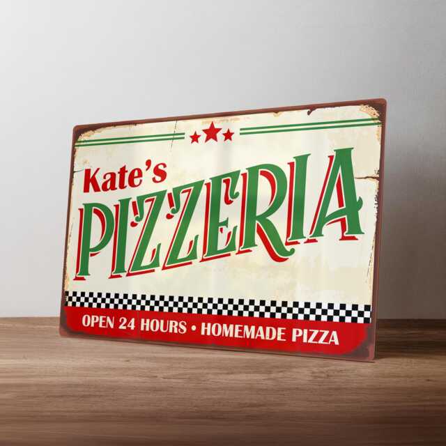 Personalised Wood Fired Pizza Sign - Custom Metal Outdoor Kitchen Decor Oven Gift in A5, A4, A3 - image 1