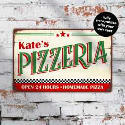 Personalised Wood Fired Pizza Sign - Custom Metal Outdoor Kitchen Decor Oven Gift in A5, A4, A3 - thumbnail 2