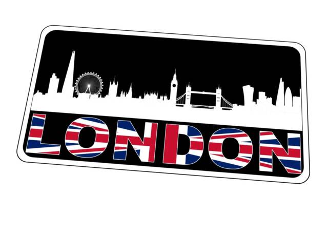 London England Sign Novelty Metal Skyline Wall Hanging Plaque Mancave Retro City