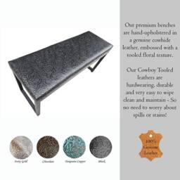 Cowboy Tool Embossed Genuine Leather Bench - Genuine Tooled Available in 4 Options Fpb - thumbnail 3