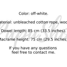 Large Macrame Wall Hanging Boho Chic Unbleached Cotton Decor - thumbnail 2