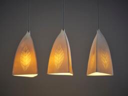 Textured Porcelain Leaf Pendant Light Contemporary Kitchen Island Lighting