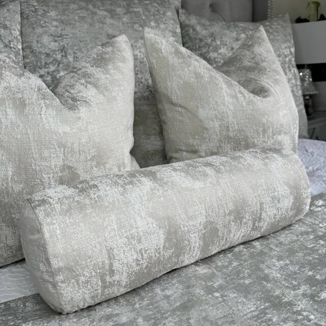 "Champagne Bed Cushion, Accent Modern Decorative Pillow Sofa Bed, Champagne Textured Fabric, Luxury Curico Bolster 16""x6" - image 1