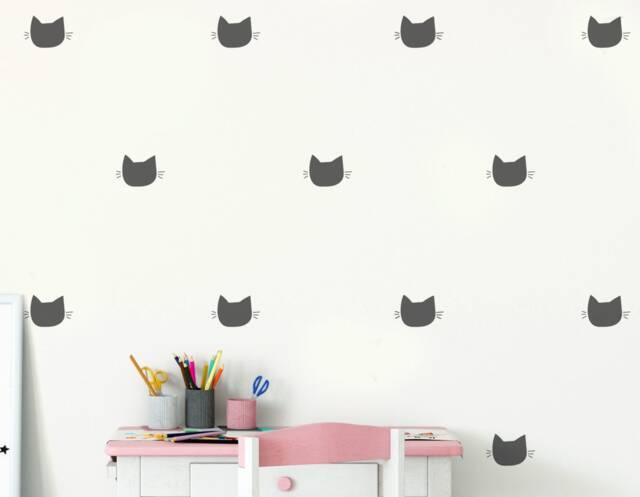Cat Face Wall Decor Stencil Kids Room Nursery Painting Pattern - image 1
