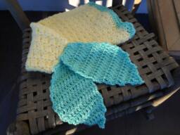 Mermaid Blanket Crochet Tail Blanket. Ready To Ship Lemon Yellow & Seafoam Green Sleeping Bag Style Infant Size Handmade