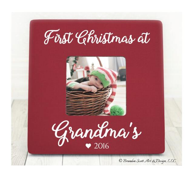 First Christmas At Grandma's Nana's Gigi's, Grandpa's, Grandma Picture Frame, Personalized Gift For Grandparents New Baby - image 1