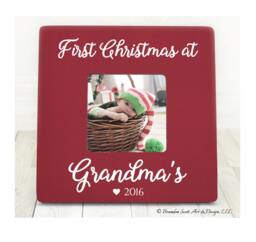 First Christmas At Grandma's Nana's Gigi's, Grandpa's, Grandma Picture Frame, Personalized Gift For Grandparents New Baby