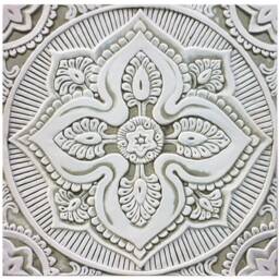 4 Mandala Wall Hangings Ceramic Tiles For Kitchen Decor, Art Set, Hanging Outdoor Design, Handmade Tile, 30cm Beige - thumbnail 3
