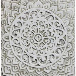 4 Mandala Wall Hangings Ceramic Tiles For Kitchen Decor, Art Set, Hanging Outdoor Design, Handmade Tile, 30cm Beige - thumbnail 2