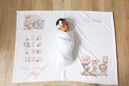 Personalised Pink Rainbow Baby Milestone Blanket, Flannel - thumbnail 1