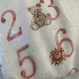 Personalised Pink Rainbow Baby Milestone Blanket, Flannel - thumbnail 3