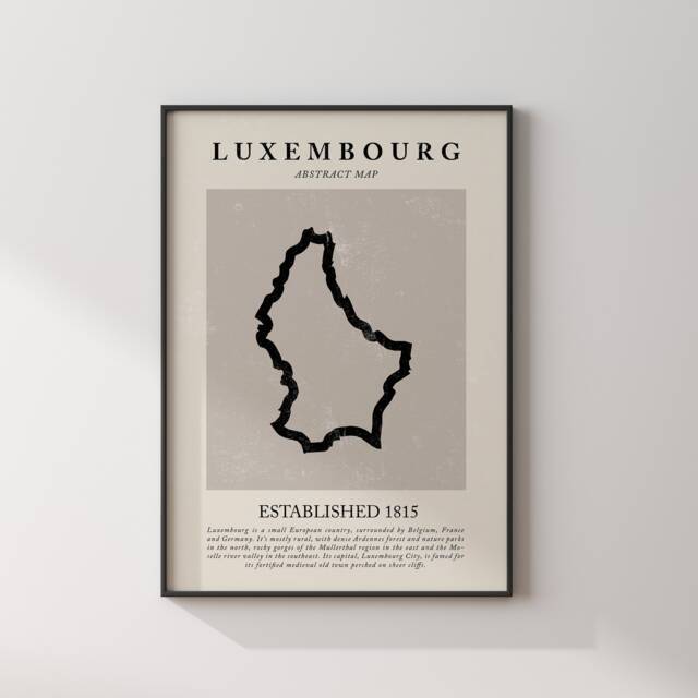 Luxembourg Map Vintage Abstract Wall Art Print Picasso + Matisse Inspired Travel Poster - image 1