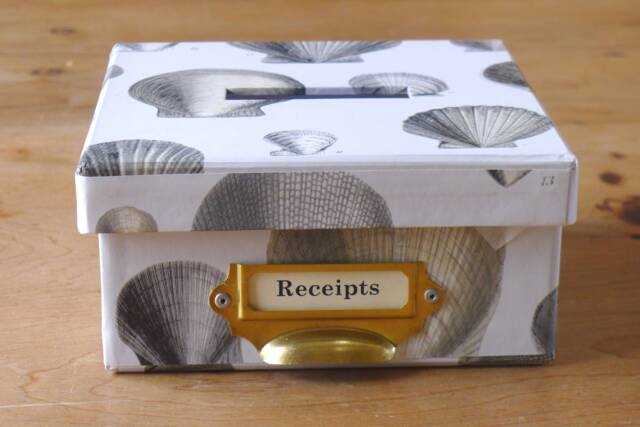 Receipt Box in Shells Designs - Office Stationery & Home Storage - Handmade England - image 1