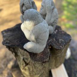 Stone/Concrete 3 Wise No Evil Chimpanzee Monkeys Garden Ornaments Statue - thumbnail 2