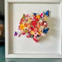 3D Heart Anatomy Dried Flower Wall Art Botanical Moss Butterfly & Preserved Decor - thumbnail 2