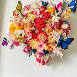 3D Heart Anatomy Dried Flower Wall Art Botanical Moss Butterfly & Preserved Decor - thumbnail 3