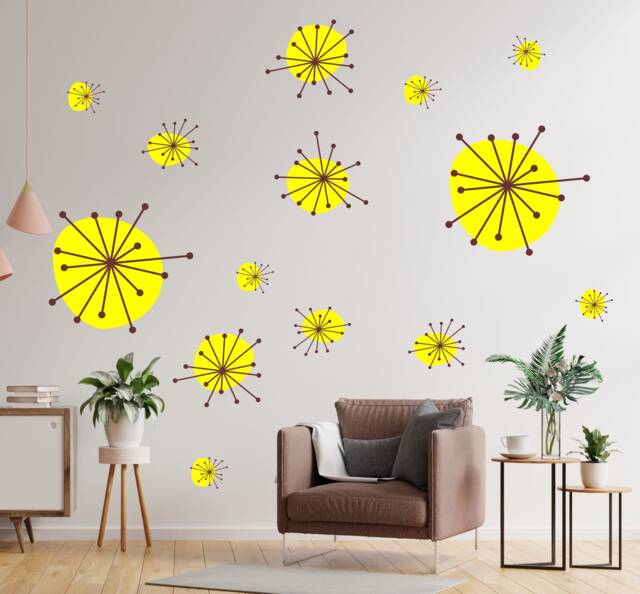 Sale Mid Century Starburst Wall Decal, Peel & Stick Wall Decals, Home Decor - image 1