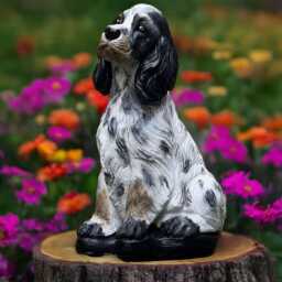 Custom Painted Spaniel Statue Personalized Dog Memorial Concrete Pet Sculpture Realistic Garden Figurine Tribute Beloved Dog Gift - thumbnail 1