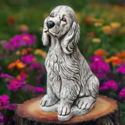 Custom Painted Spaniel Statue Personalized Dog Memorial Concrete Pet Sculpture Realistic Garden Figurine Tribute Beloved Dog Gift - thumbnail 3
