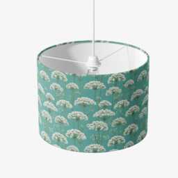 Green White Cow Parsley Print Velvet Lampshade 25cm 30cm 35cm 40cm 45cm - Drum Lamp Shade Handmade Home Decor Ceiling Floral - thumbnail 2